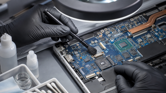 Simulated liquid-damage and circuit-board corrosion inspection under magnification
