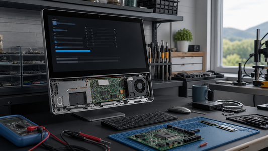 Simulated professional repair scene for All-in-One PC Windows System: Startup application conflict