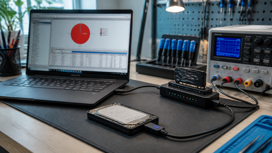 Simulated professional repair scene for External USB Storage Drive: Critically low free space