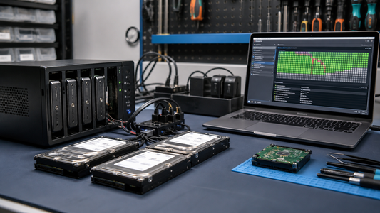 Simulated professional repair scene for NAS or RAID Storage Array: File-system corruption