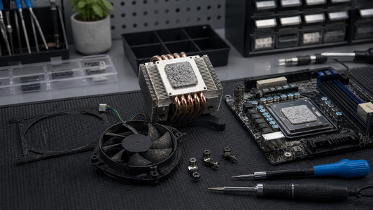 Simulated professional repair scene for Desktop CPU Cooling System: Dried thermal compound