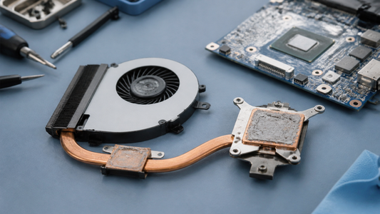 Simulated professional repair scene for Gaming Laptop Cooling System: Dried thermal compound