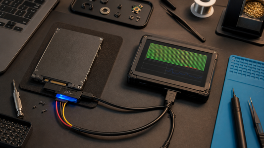 Simulated professional repair scene for External USB Storage Drive: Drive firmware fault