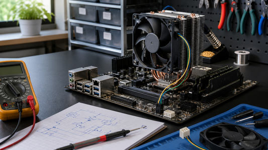 Simulated professional repair scene for Desktop CPU Cooling System: Fan control circuit fault
