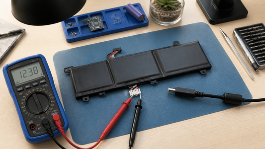Simulated professional repair scene for Business Laptop Battery: Worn battery cells