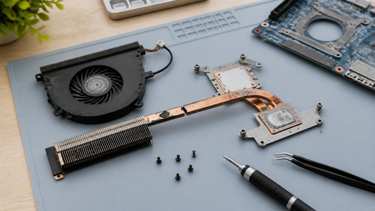 Simulated professional repair scene for Laptop Cooling System: Failed heat pipe
