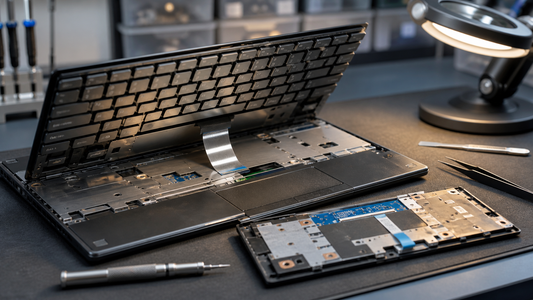 Simulated professional repair scene for Laptop Keyboard: Physical impact damage