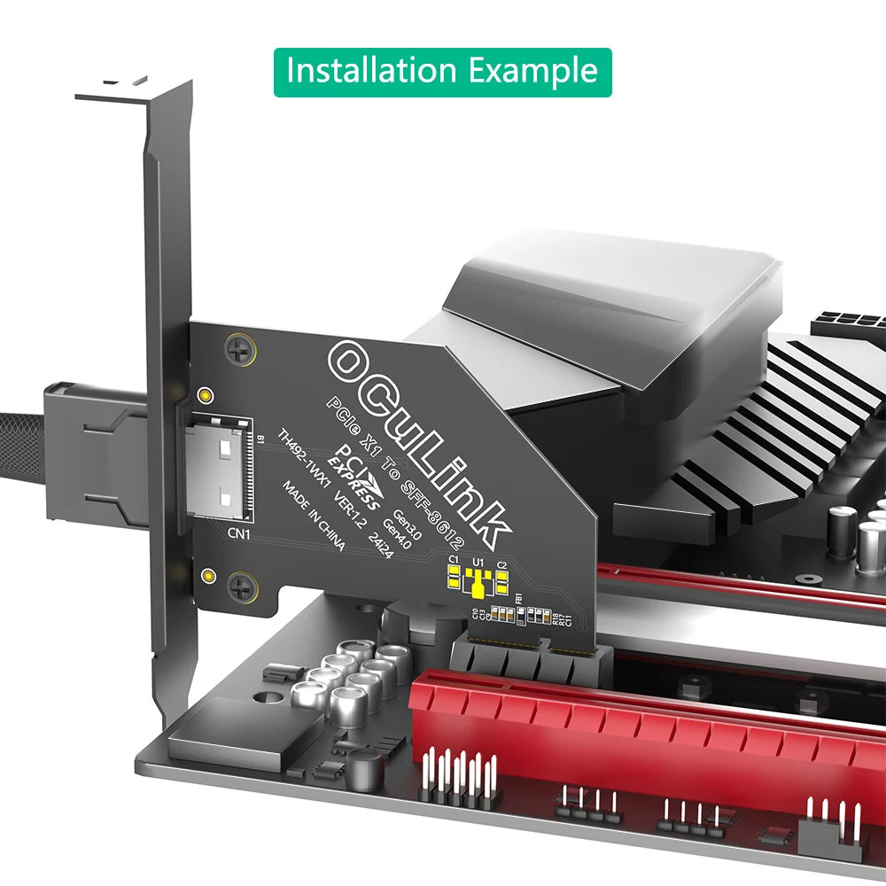 Desktop PCIe x1 to OCuLink Gen4 Adapter - connector detail