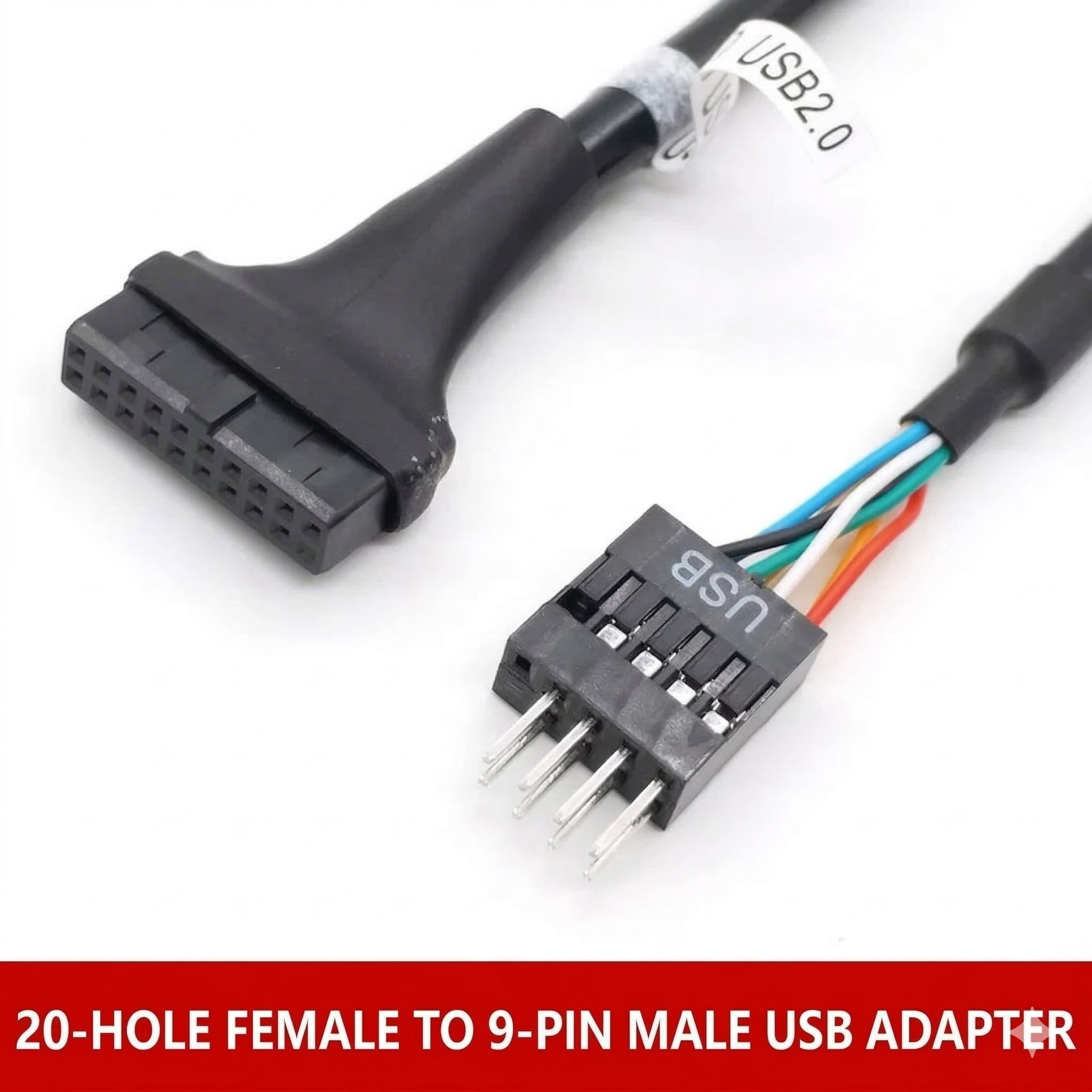20-Pin Female to 9-Pin Male USB 2.0 Adapter Cable - main adapter or cable view