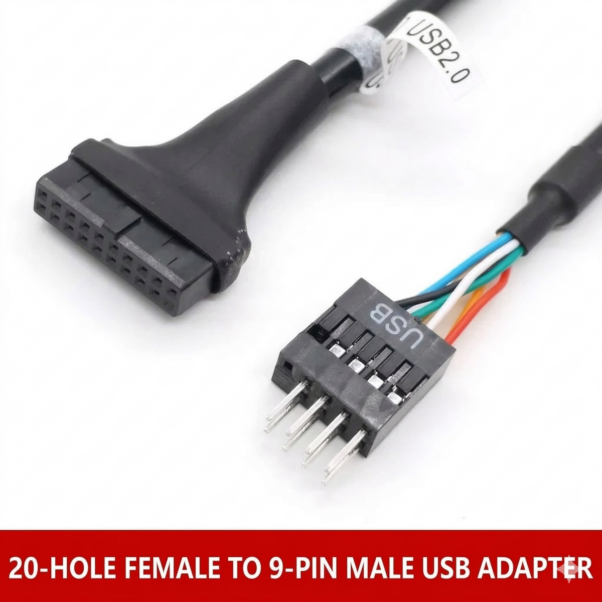 20-Pin Female to 9-Pin Male USB 2.0 Adapter Cable - main adapter or cable view