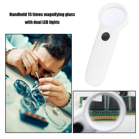 Portable Handheld 15X Illuminated Magnifier