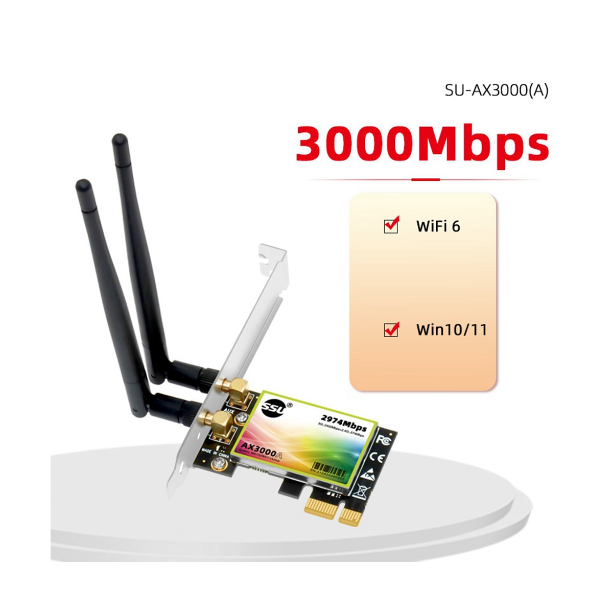 AX3000 Dual-Band 3000Mbps WiFi6 PCIe Wifi Adapter Wireless 2.4G/5G 802.11Ac/AX Wi-Fi 6 Card