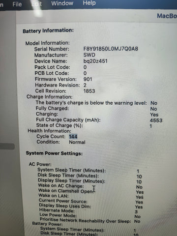 Macbook Pro 13 inch (2019) 256GB 8GB RAM Silver Excellent Grade A1989