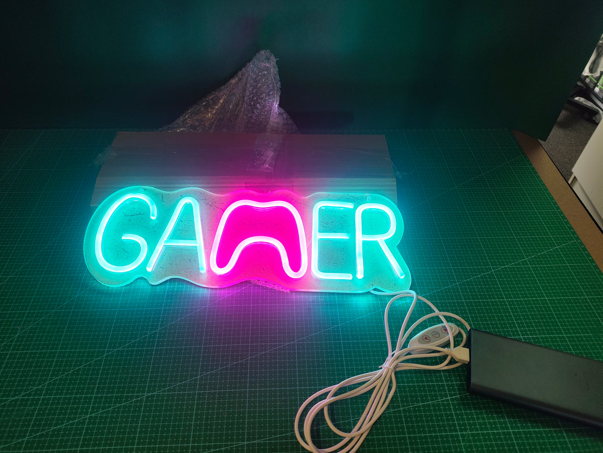 GAMER LED Neon Sign - Dimmable, USB Powered