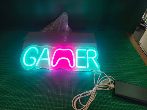GAMER LED Neon Sign - Dimmable, USB Powered