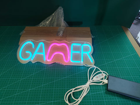 GAMER LED Neon Sign - Dimmable, USB Powered