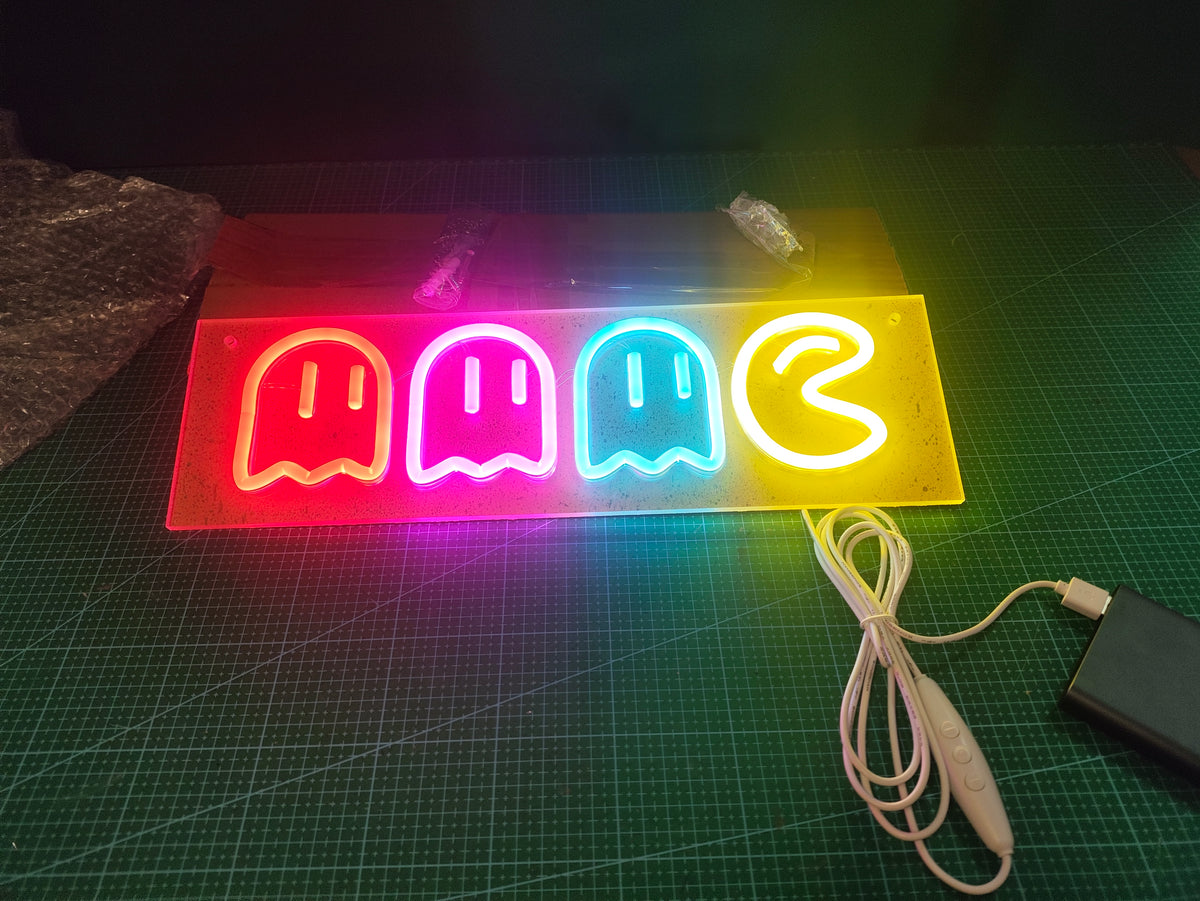 Pac-Man Ghosts LED Neon Sign - 40cm Dimmable USB