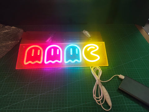 Pac-Man Ghosts LED Neon Sign - 40cm Dimmable USB