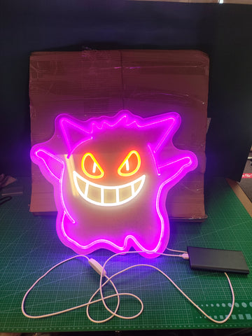 Large Pokémon Gengar LED Neon Sign - 42cm Dimmable USB NEW