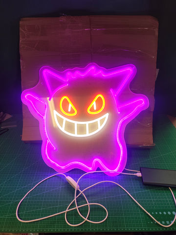 Large Pokémon Gengar LED Neon Sign - 42cm Dimmable USB NEW