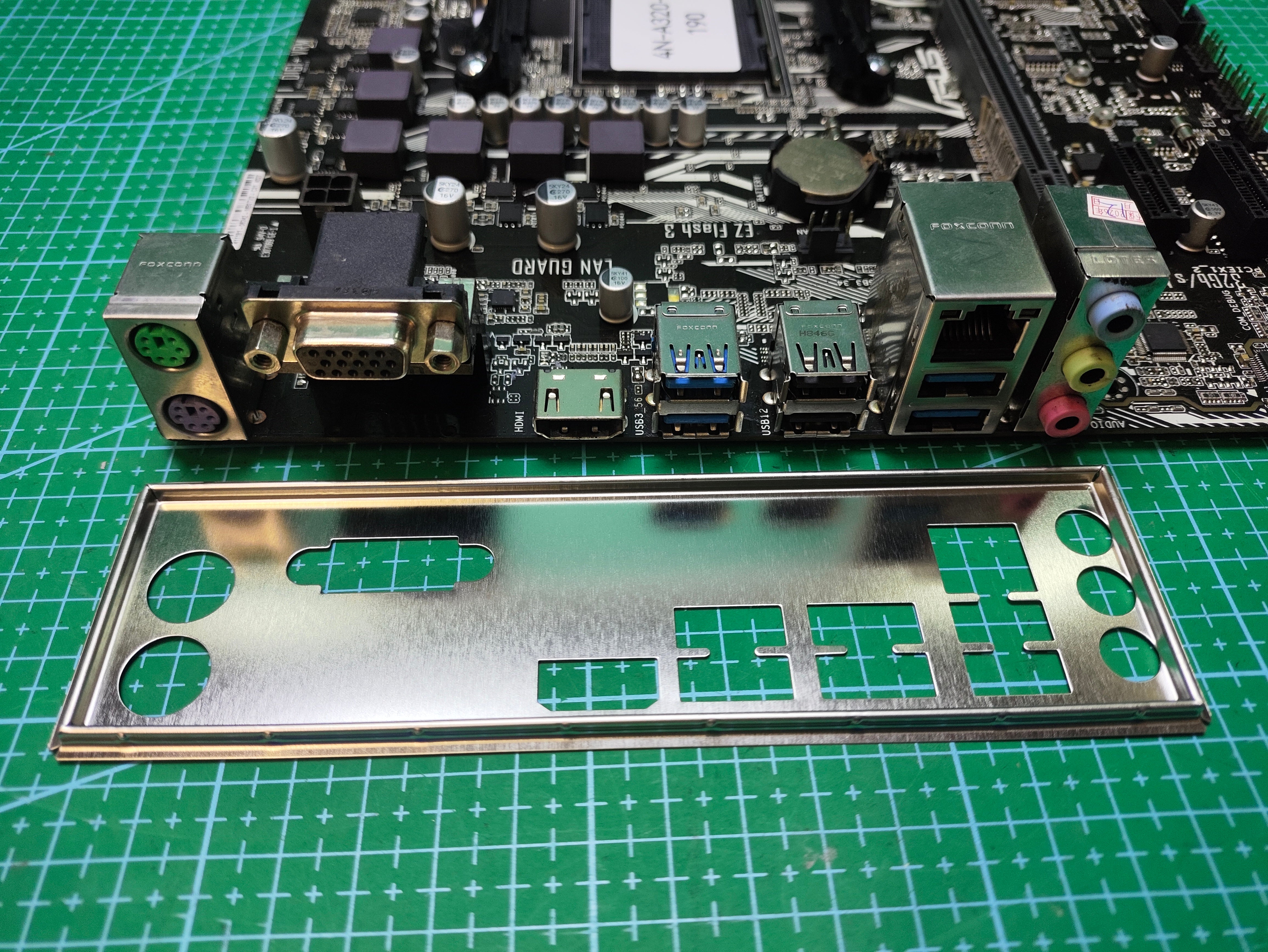 ASUS A320 Motherboard AMD Ryzen AM4 / A520 B350 B450 - Tested Refurbished Board - rear ports and connector detail