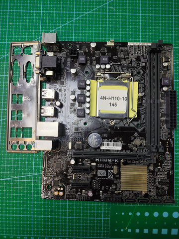 ASUS H110 Motherboard LGA 1151 Intel 6th 7th Gen - Refurbished 90-Day Warranty - full board and I/O shield view