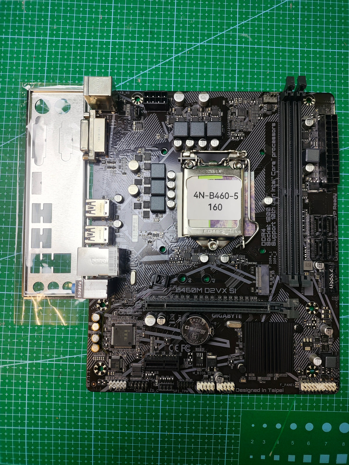 GIGABYTE B460 Motherboard LGA 1200 Intel 10th 11th Gen - Refurbished 90-Day Warranty - full board and I/O shield view
