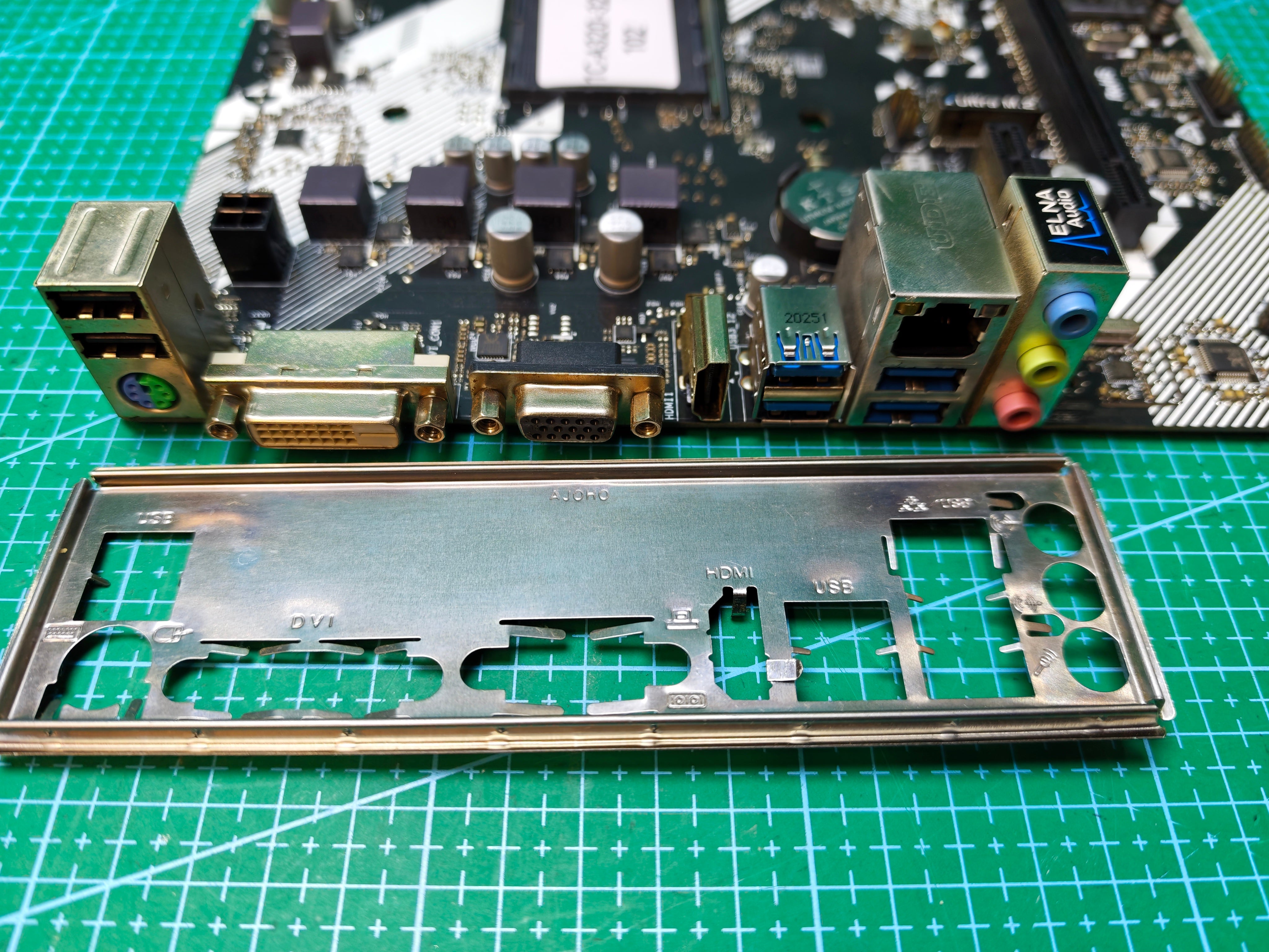 AsRock A320 Motherboard AMD Ryzen AM4 / A520 B350 B450 - Tested Refurbished Board - rear ports and connector detail
