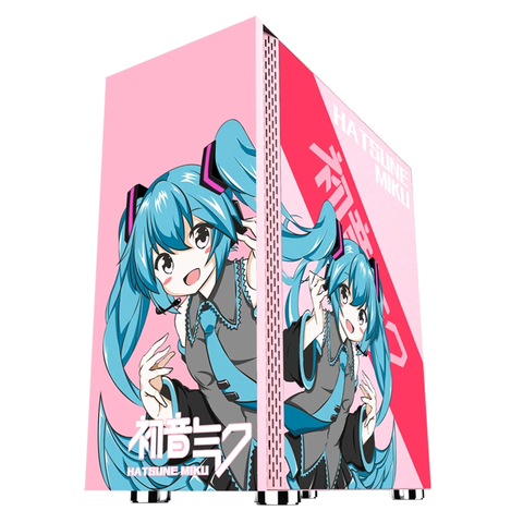 Miku Mid Tower Gaming Case with  Tempered Glass Panel