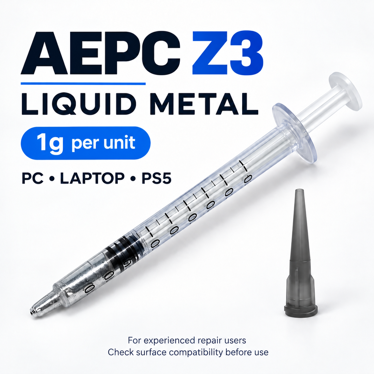 AEPC Z3 1g liquid metal thermal compound syringe for compatible PC, laptop and PS5 repair