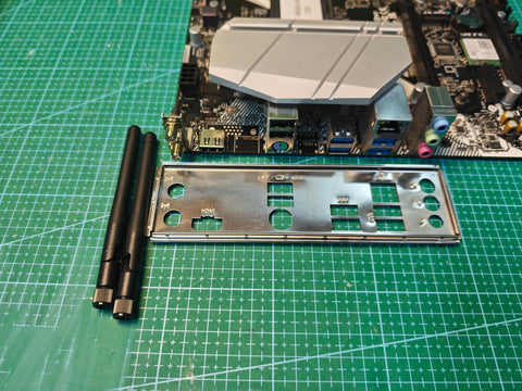 ASRock B550 Motherboard AMD Ryzen AM4 Socket / A520 B450 A320 - rear I/O, I/O shield and Wi-Fi antennas