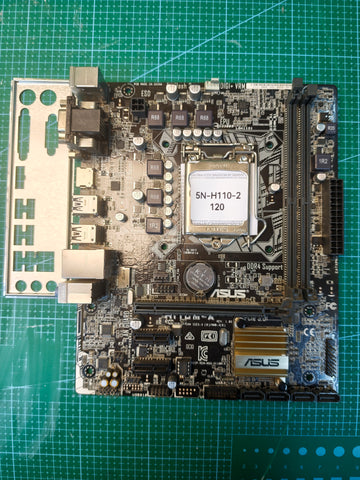 ASUS H110 Motherboard LGA 1151 Intel 6Gen 7Gen / B150 H170 Z170 B250 - full board and I/O shield view