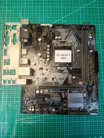 ASUS PRIME H310M-E R2.0 motherboard with I/O shield, inventory 1C-H310-1 M22