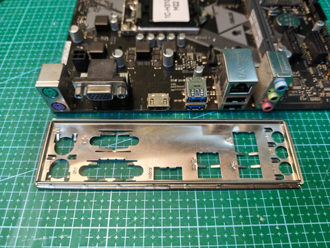 ASUS PRIME H310M-E R2.0 rear I/O ports and matching I/O shield