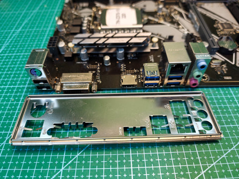 ASUS PRIME Z370-P rear I/O ports with HDMI, DVI-D, USB Type-A, Ethernet and matching rear I/O shield
