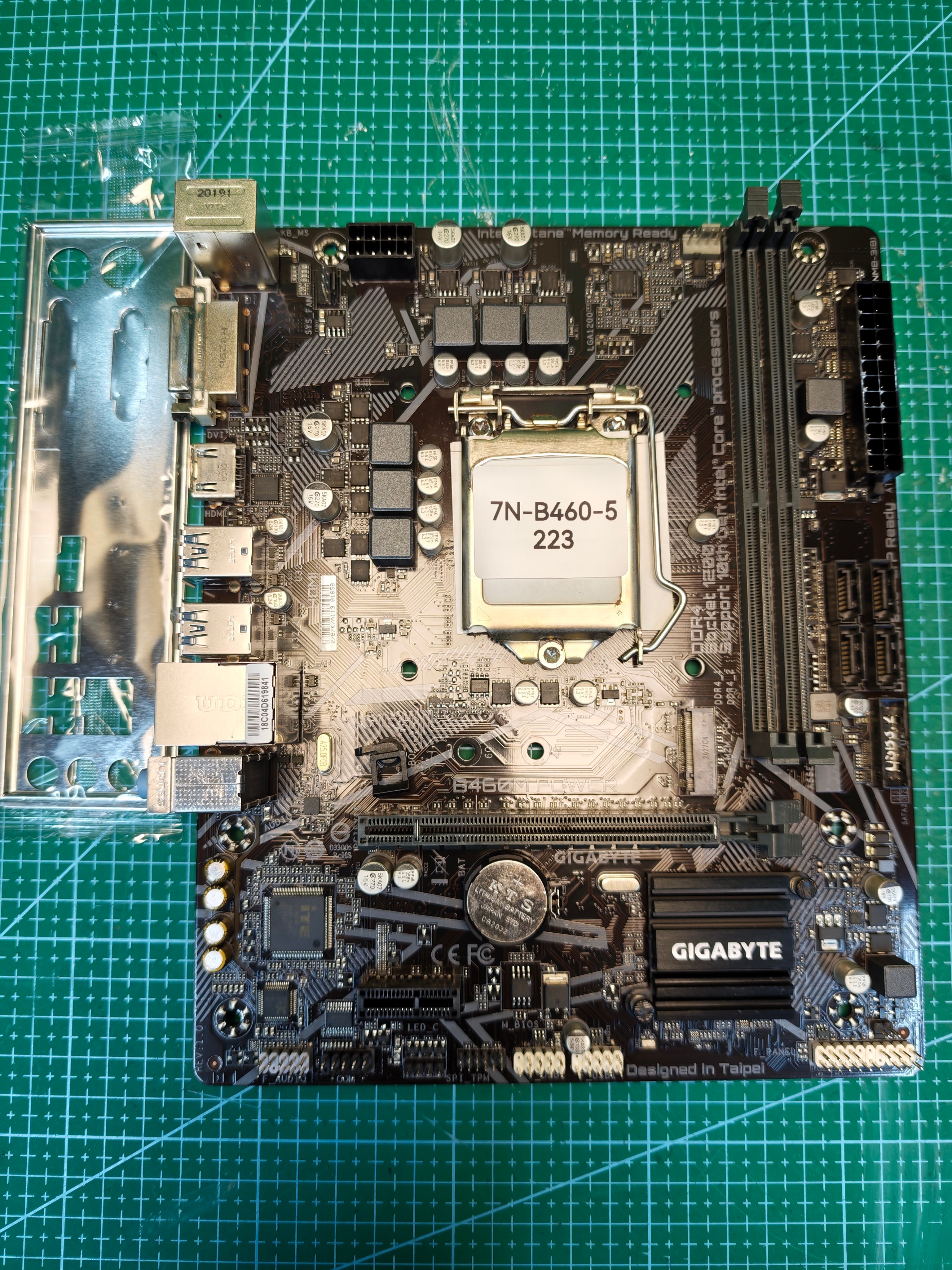 GIGABYTE B460M POWER Micro ATX DDR4 motherboard with I/O shield, physical inventory number 7N-B460-5
