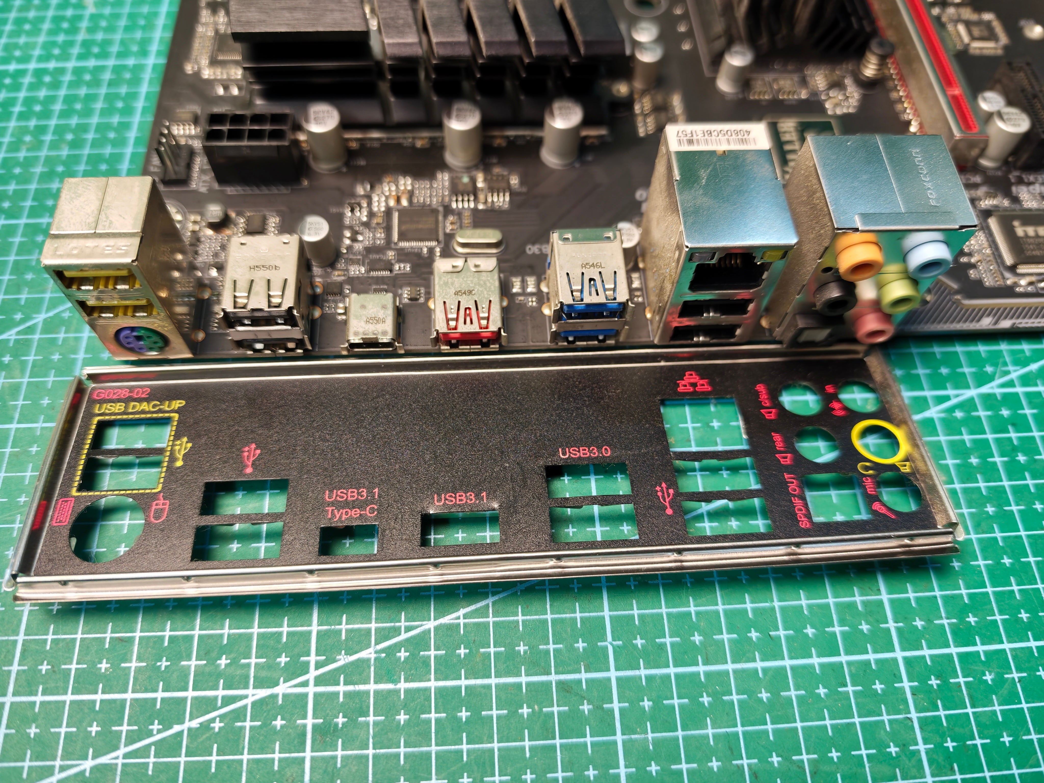 GIGABYTE GA-970-Gaming AM3+ motherboard - rear ports and I/O shield detail