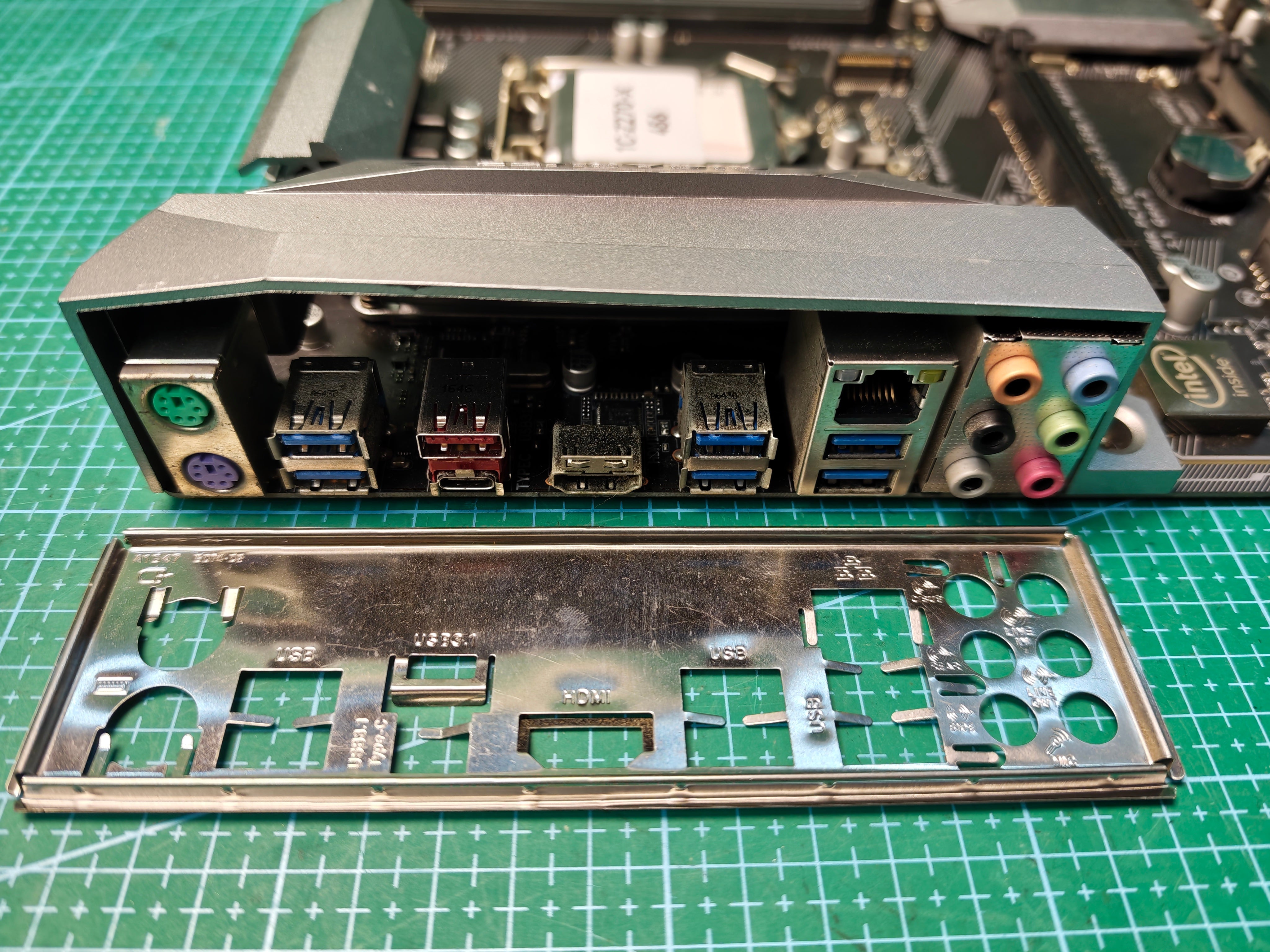 GIGABYTE Z270 motherboard - rear ports and I/O shield detail